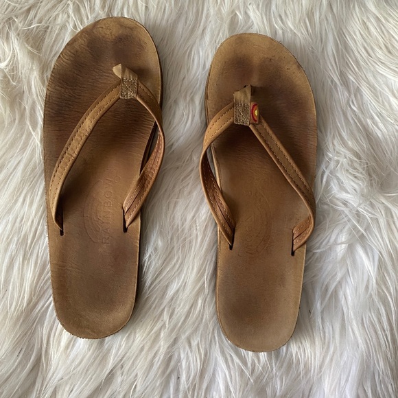 Rainbow Shoes - Rainbow thong flip flops sandals medium